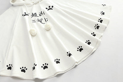 Harajuku Black Gray White Cat Hooded Cloak Coat - Kawaiies - Adorable - Cute - Plushies - Plush - Kawaii