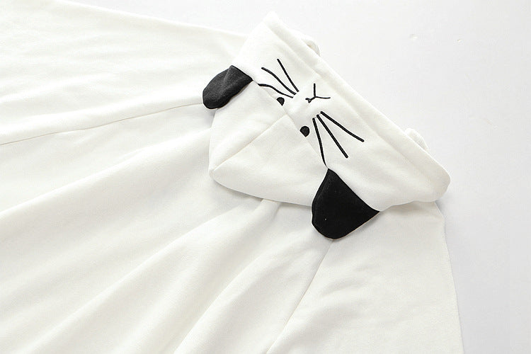 Harajuku Black Gray White Cat Hooded Cloak Coat - Kawaiies - Adorable - Cute - Plushies - Plush - Kawaii