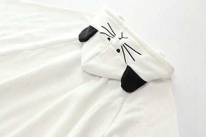 Harajuku Black Gray White Cat Hooded Cloak Coat - Kawaiies - Adorable - Cute - Plushies - Plush - Kawaii