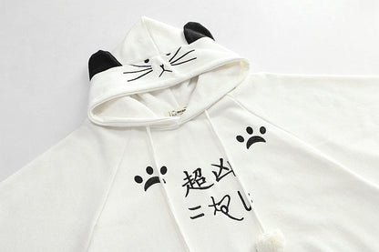 Harajuku Black Gray White Cat Hooded Cloak Coat - Kawaiies - Adorable - Cute - Plushies - Plush - Kawaii