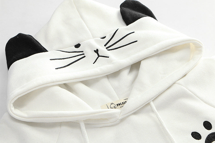 Harajuku Black Gray White Cat Hooded Cloak Coat - Kawaiies - Adorable - Cute - Plushies - Plush - Kawaii