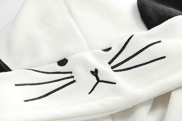 Harajuku Black Gray White Cat Hooded Cloak Coat - Kawaiies - Adorable - Cute - Plushies - Plush - Kawaii