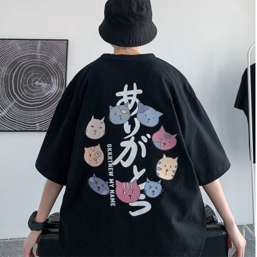 Harajuku Circle of Cats Part-Cotton Unisex Tee - Kawaiies - Adorable - Cute - Plushies - Plush - Kawaii