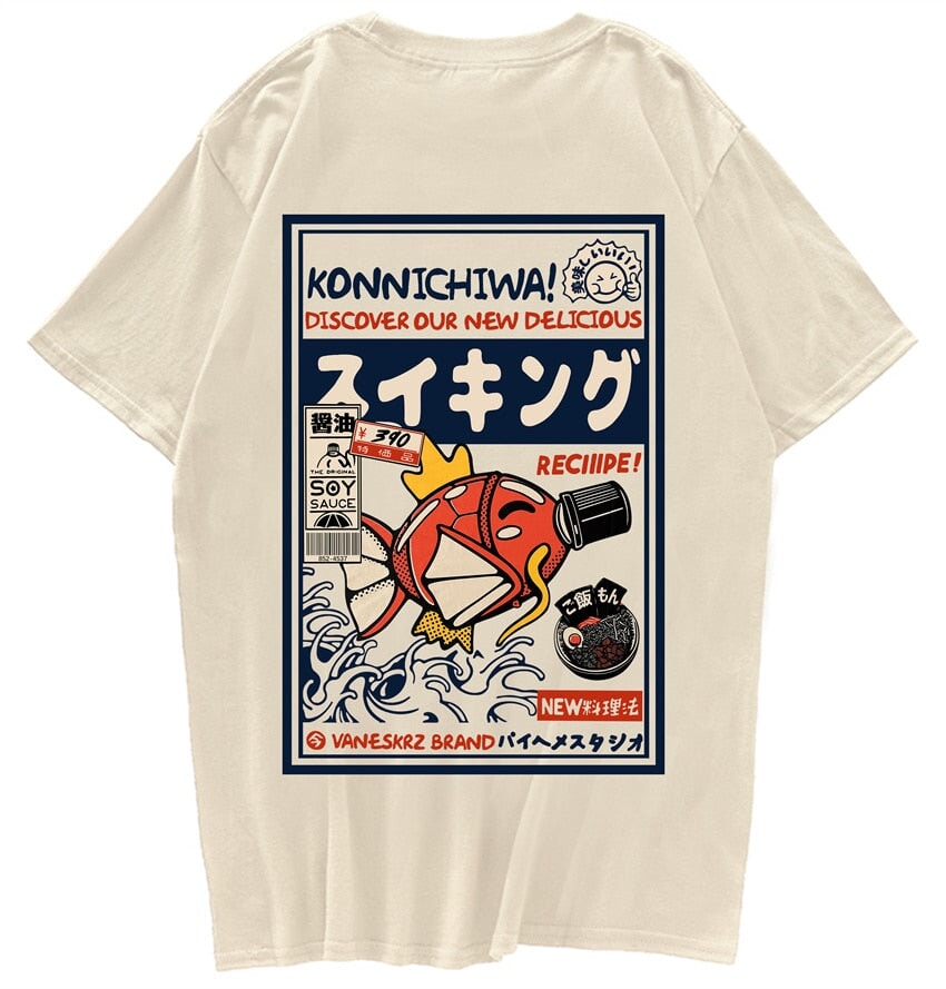 Harajuku Japanese Fish Konnichiwa Poster Unisex Tee – Kawaiies