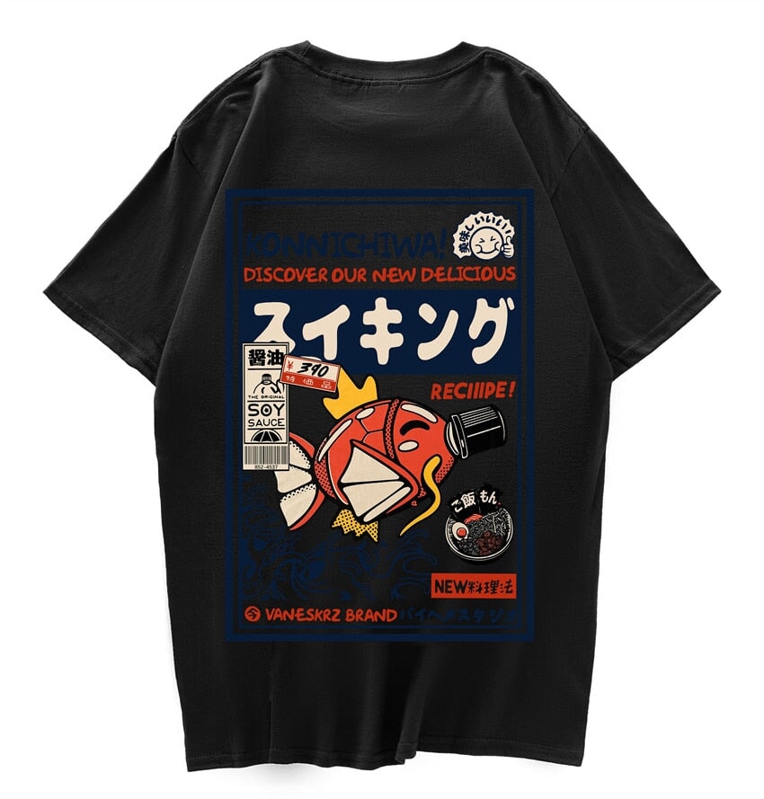 Harajuku Japanese Fish Konnichiwa Poster Unisex Tee | NEW - Kawaiies - Adorable - Cute - Plushies - Plush - Kawaii