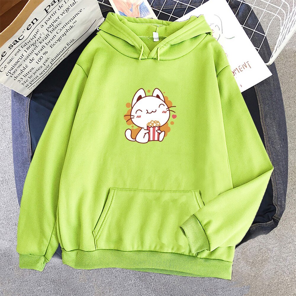 The laying Cat cartoon pink cat hoodie for kids  Meowgicians