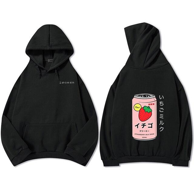 Harajuku Strawberry Milk Oversized Part-Cotton Hoodie - Kawaiies - Adorable - Cute - Plushies - Plush - Kawaii