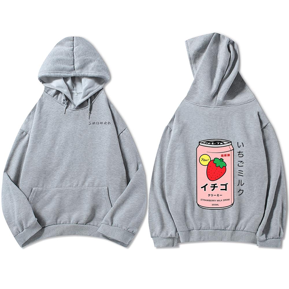 Harajuku Strawberry Milk Oversized Part-Cotton Hoodie - Kawaiies - Adorable - Cute - Plushies - Plush - Kawaii
