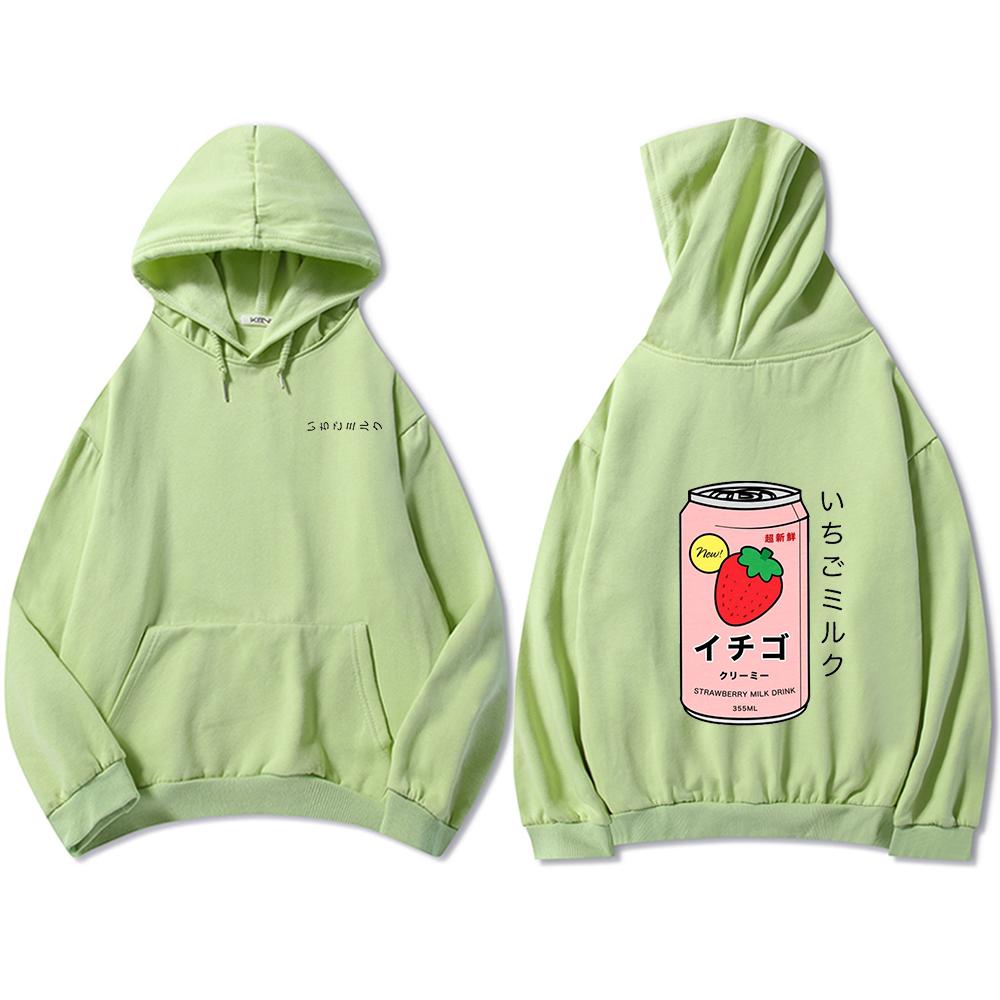 Harajuku Strawberry Milk Oversized Part-Cotton Hoodie - Kawaiies - Adorable - Cute - Plushies - Plush - Kawaii
