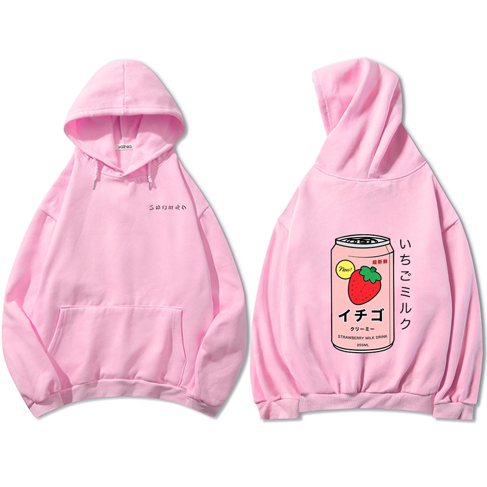 Harajuku Strawberry Milk Oversized Part-Cotton Hoodie - Kawaiies - Adorable - Cute - Plushies - Plush - Kawaii