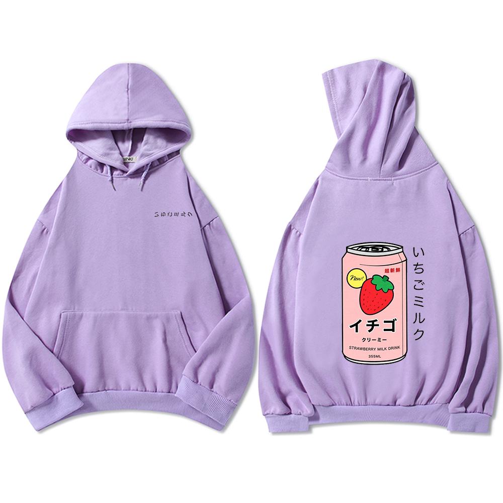 Harajuku Strawberry Milk Oversized Part-Cotton Hoodie - Kawaiies - Adorable - Cute - Plushies - Plush - Kawaii