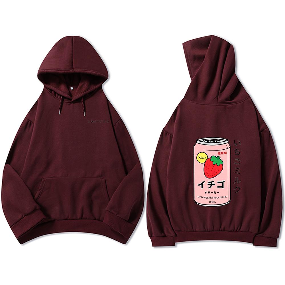 Harajuku Strawberry Milk Oversized Part-Cotton Hoodie - Kawaiies - Adorable - Cute - Plushies - Plush - Kawaii