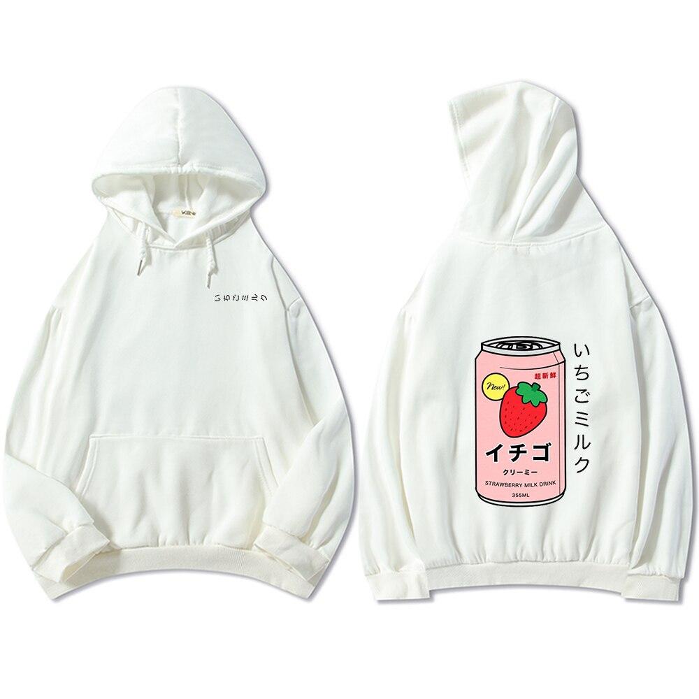 Harajuku Strawberry Milk Oversized Part-Cotton Hoodie - Kawaiies - Adorable - Cute - Plushies - Plush - Kawaii