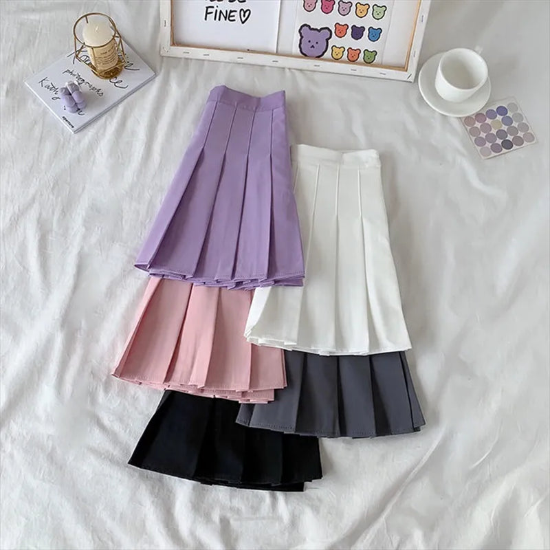 High Waist Cute Simple Pleated Short Light Skirt - Kawaiies - Adorable - Cute - Plushies - Plush - Kawaii