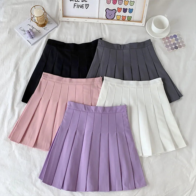 High Waist Cute Simple Pleated Short Light Skirt - Kawaiies - Adorable - Cute - Plushies - Plush - Kawaii