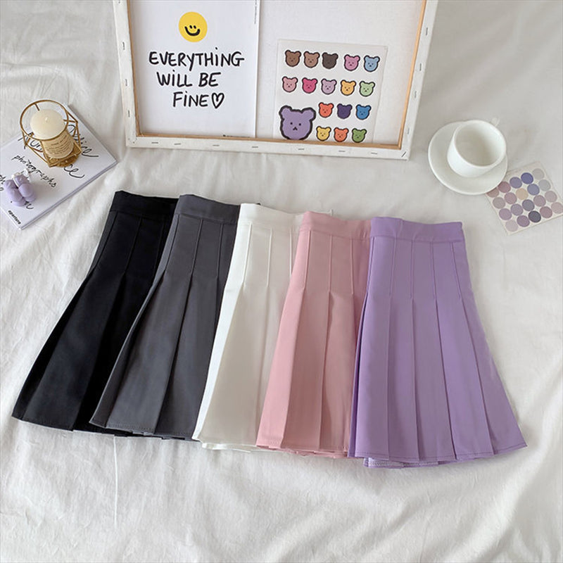 High Waist Cute Simple Pleated Short Light Skirt - Kawaiies - Adorable - Cute - Plushies - Plush - Kawaii