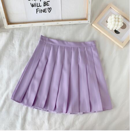 Cute Pleated Pink White Checked Women High-Waist Short Skirt with Lace &  Shorts
