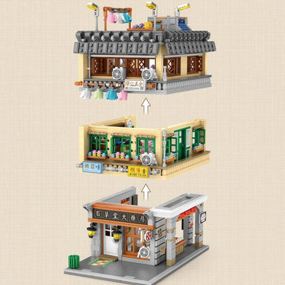 Hong Kong Street Apartment & Pharmacy Micro Building Blocks | NEW - Kawaiies - Adorable - Cute - Plushies - Plush - Kawaii