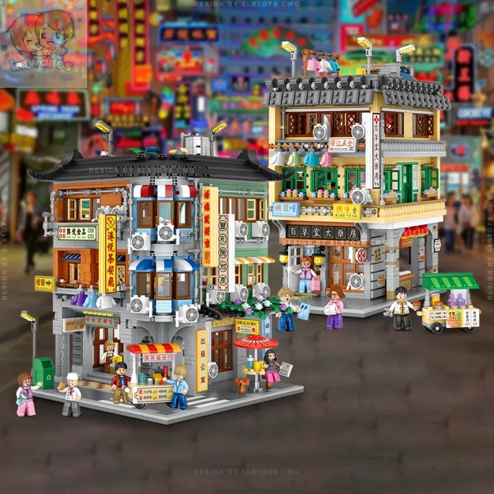 Hong Kong Street Apartment & Pharmacy Micro Building Blocks | NEW - Kawaiies - Adorable - Cute - Plushies - Plush - Kawaii