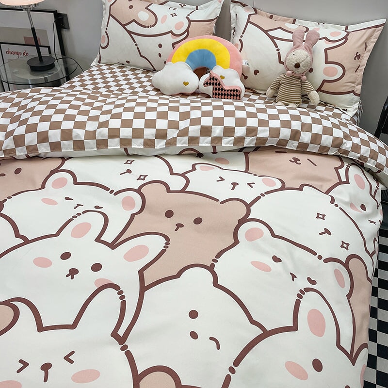 kawaiies-softtoys-plushies-kawaii-plush-Hundreds of Kawaii Bear Bunny Bedding Set Home Decor 