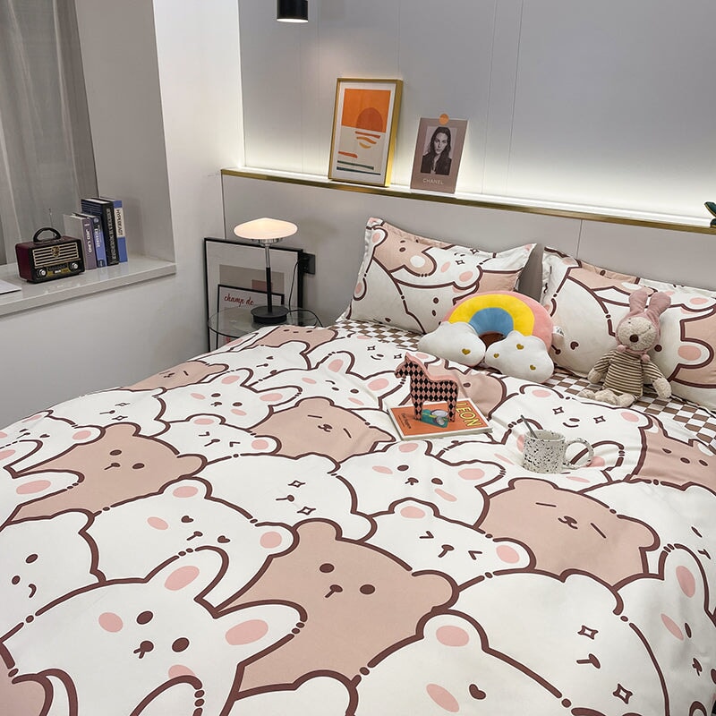 kawaiies-softtoys-plushies-kawaii-plush-Hundreds of Kawaii Bear Bunny Bedding Set Home Decor 