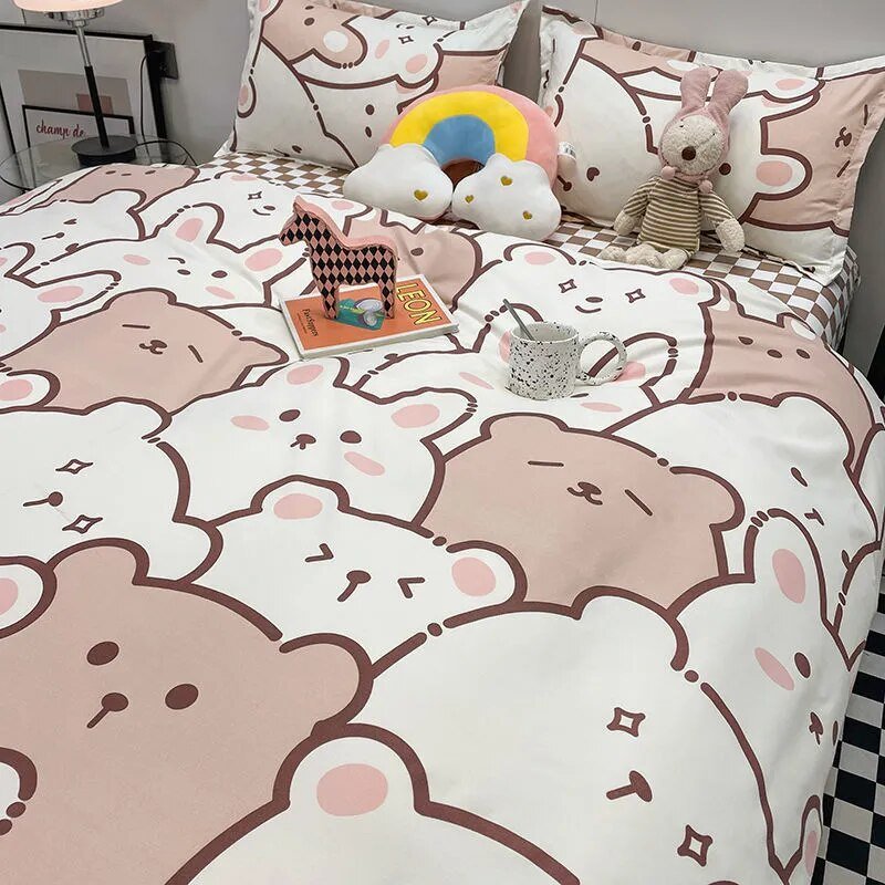 kawaiies-softtoys-plushies-kawaii-plush-Hundreds of Kawaii Bear Bunny Bedding Set Home Decor 