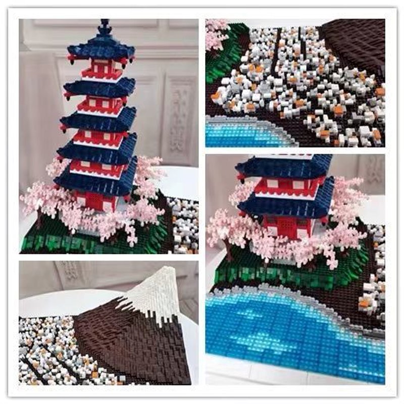 Japan Mount Fuji & Mount Chureito Pagoda Nano Building Blocks - Kawaiies - Adorable - Cute - Plushies - Plush - Kawaii