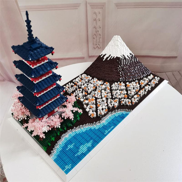 Japan Mount Fuji & Mount Chureito Pagoda Nano Building Blocks - Kawaiies - Adorable - Cute - Plushies - Plush - Kawaii