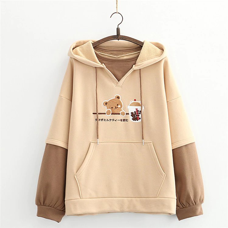 Japanese Bubble Tea Bear Hoodies - Kawaiies - Adorable - Cute - Plushies - Plush - Kawaii