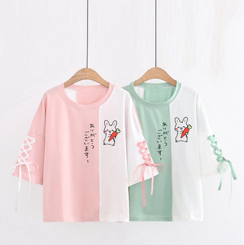 Japanese Bunny Two Tone Tee - Kawaiies - Adorable - Cute - Plushies - Plush - Kawaii