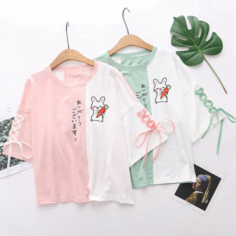 Japanese Bunny Two Tone Tee - Kawaiies - Adorable - Cute - Plushies - Plush - Kawaii