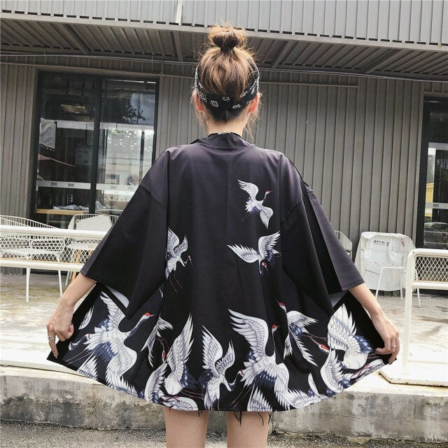 Japanese Classic Crane Design Kimono - Kawaiies - Adorable - Cute - Plushies - Plush - Kawaii