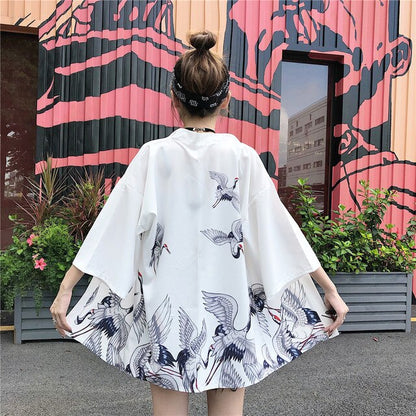 Japanese Classic Crane Design Kimono - Kawaiies - Adorable - Cute - Plushies - Plush - Kawaii