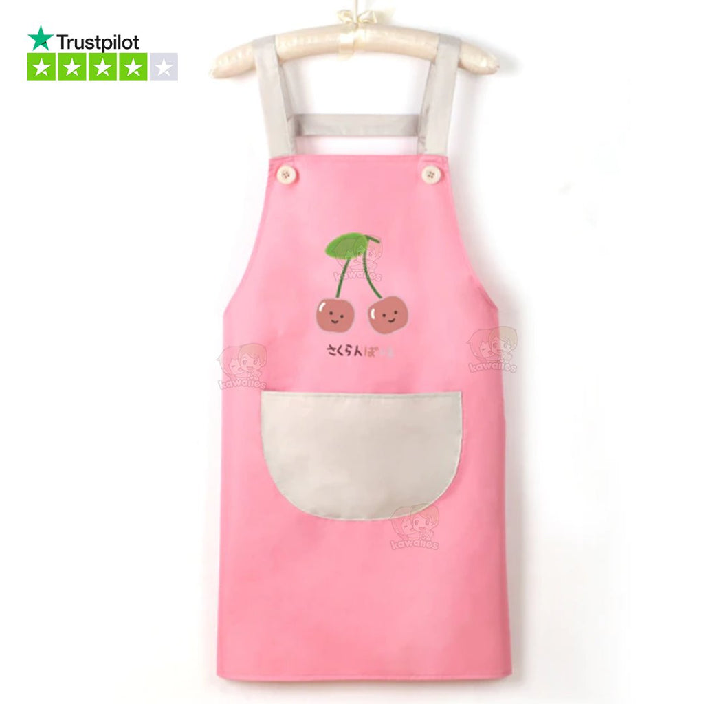 Japanese Cute Cherry and Avocado Print Shoulder Apron - Kawaiies - Adorable - Cute - Plushies - Plush - Kawaii