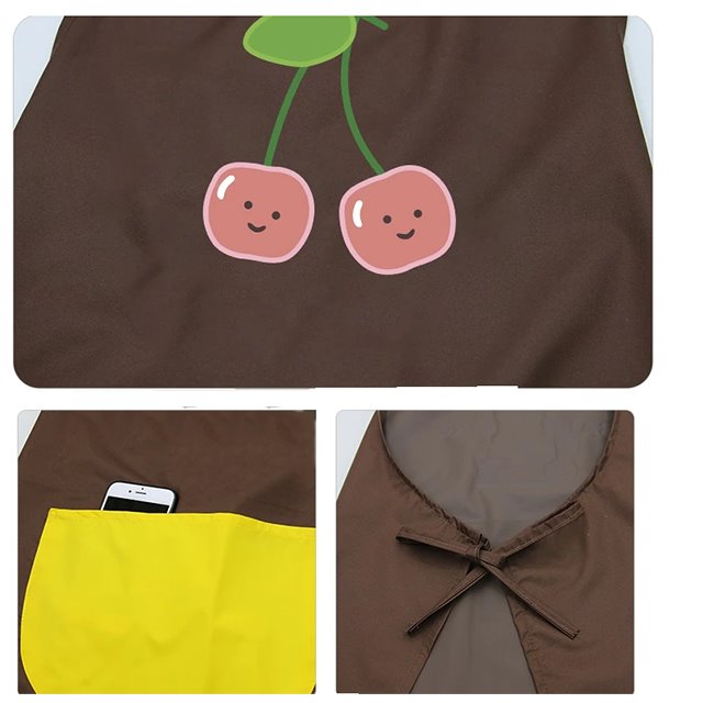 Japanese Cute Cherry and Avocado Print Shoulder Apron - Kawaiies - Adorable - Cute - Plushies - Plush - Kawaii