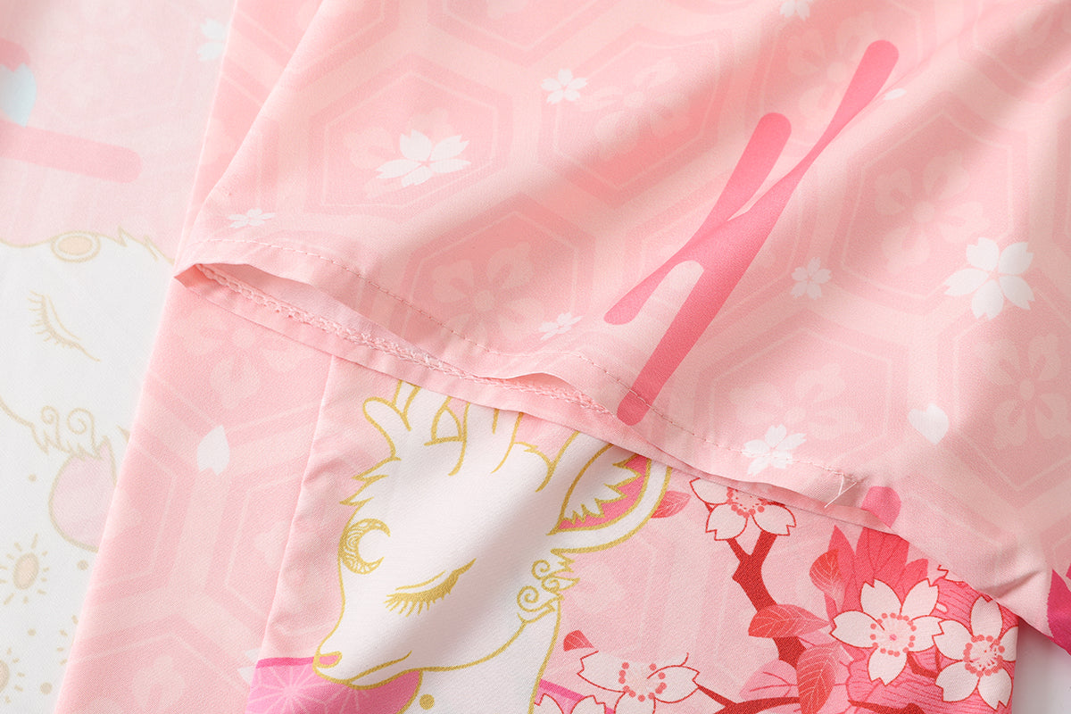 Japanese Deer of Nara with Sakura Trees Kimono - Kawaiies - Adorable - Cute - Plushies - Plush - Kawaii