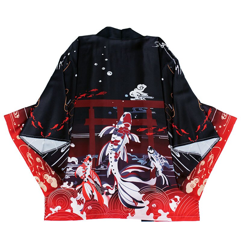 Japanese Great Koi of Torii Gate Women's Kimono Cardigan - Kawaiies - Adorable - Cute - Plushies - Plush - Kawaii