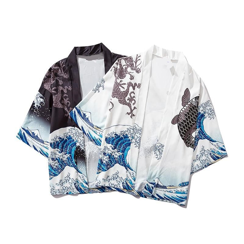 Japanese Great Wave off Kanagawa Dragons Kois Kimono - Kawaiies - Adorable - Cute - Plushies - Plush - Kawaii