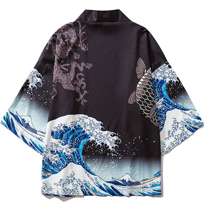Japanese Great Wave off Kanagawa Dragons Kois Kimono - Kawaiies - Adorable - Cute - Plushies - Plush - Kawaii