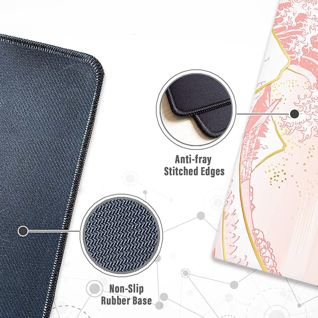 Japanese Kanagawa Great Wave Gold Pink Large Mouse Pad - Kawaiies - Adorable - Cute - Plushies - Plush - Kawaii
