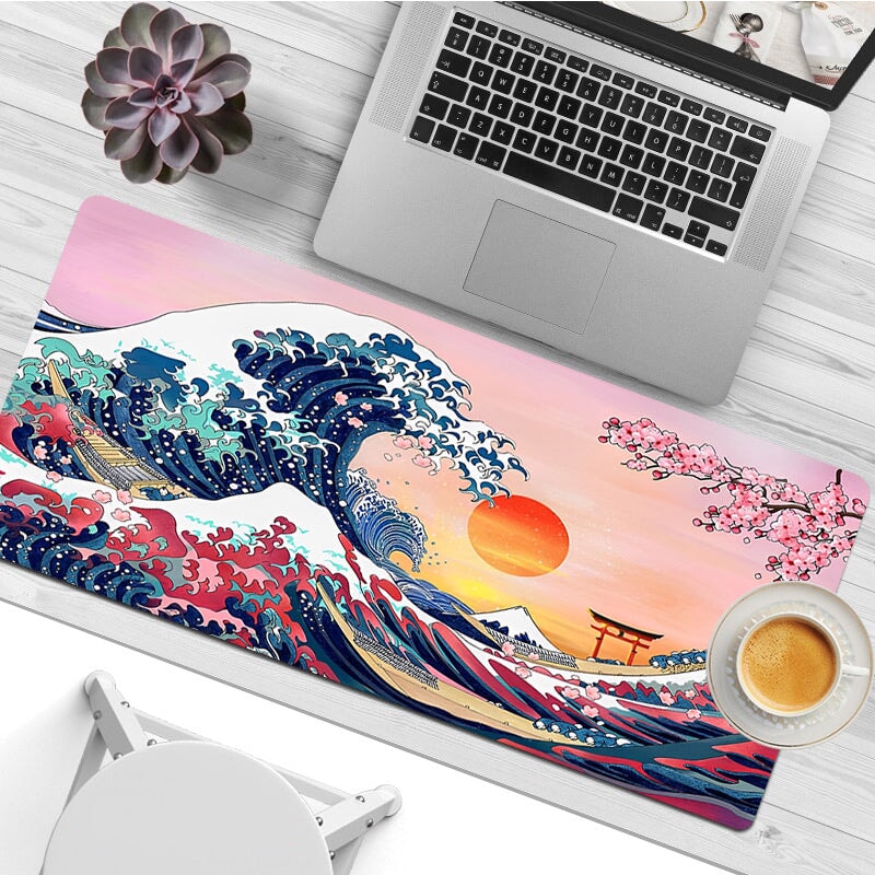 Japanese Kanagawa Great Wave Sunset Mouse Pad - Kawaiies - Adorable - Cute - Plushies - Plush - Kawaii