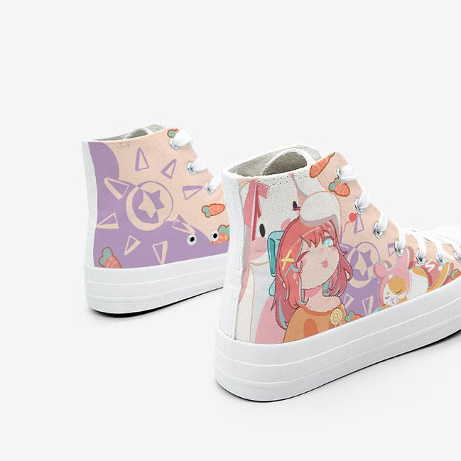 Japanese Kawaii Girl Bunny Carrots Women's Sneakers Trainers - Kawaiies - Adorable - Cute - Plushies - Plush - Kawaii