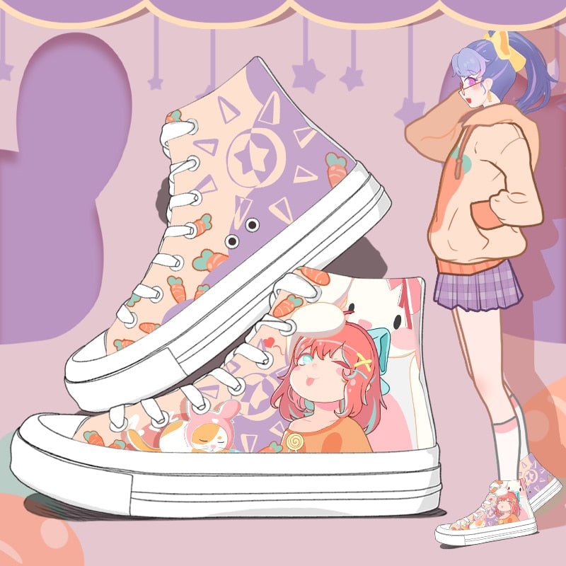 Japanese Kawaii Girl Bunny Carrots Women's Sneakers Trainers - Kawaiies - Adorable - Cute - Plushies - Plush - Kawaii