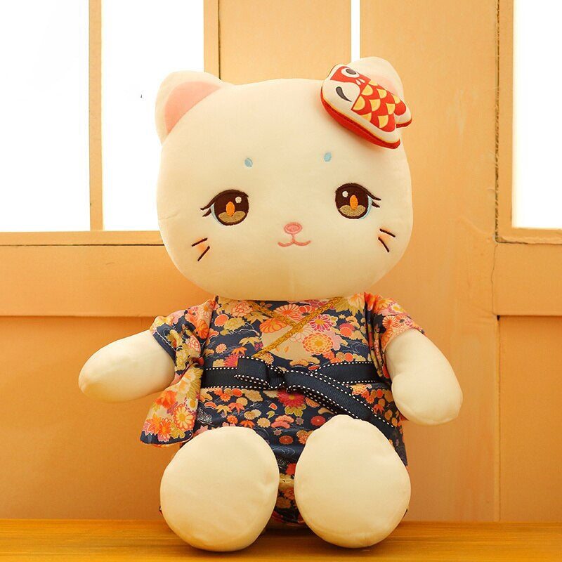 Japanese Kimono White Cat Plushie - Kawaiies - Adorable - Cute - Plushies - Plush - Kawaii
