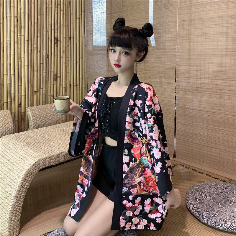 Japanese Lady Sakura Women Kimono Robe Cardigan