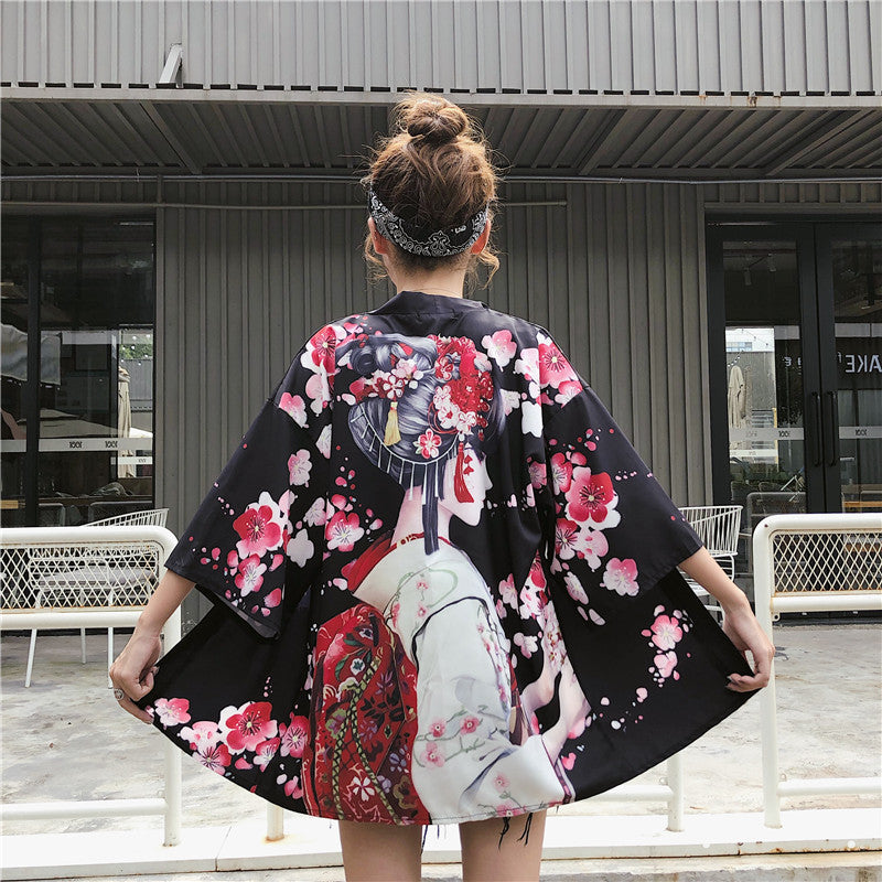 Japanese Lady with Tsubaki Flowers Kimono - Kawaiies - Adorable - Cute - Plushies - Plush - Kawaii