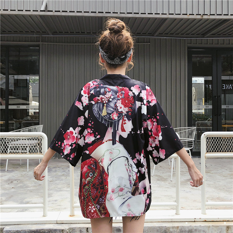 Japanese Lady with Tsubaki Flowers Kimono - Kawaiies - Adorable - Cute - Plushies - Plush - Kawaii