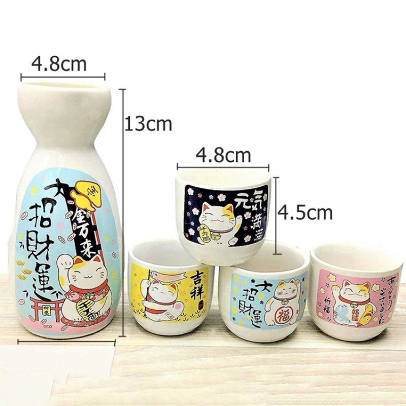 Japanese Lucky Cat Ceramic Sake Set - Kawaiies - Adorable - Cute - Plushies - Plush - Kawaii