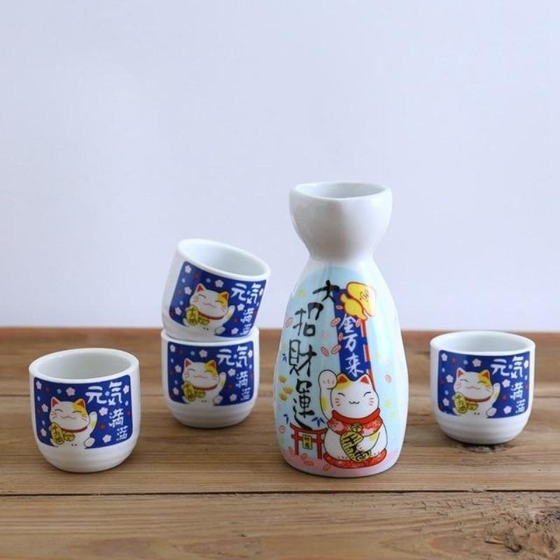 Japanese Lucky Cat Ceramic Sake Set - Kawaiies - Adorable - Cute - Plushies - Plush - Kawaii