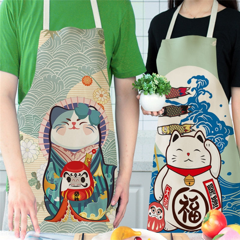 Japanese Lucky Cat Cotton Apron - Kawaiies - Adorable - Cute - Plushies - Plush - Kawaii